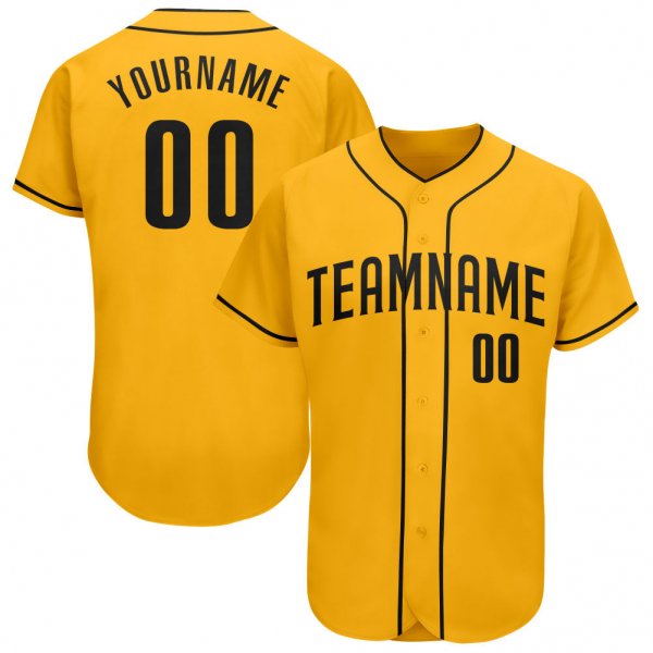 Custom Gold Black Authentic Baseball Jersey