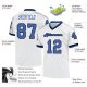 Custom White Blue-Black Mesh Authentic Throwback Football Jersey