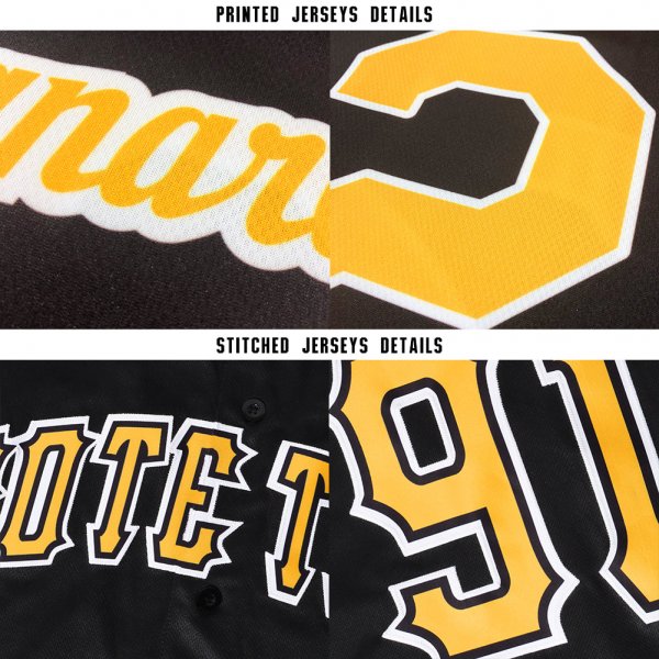 Custom Black Gold-White Baseball Jersey