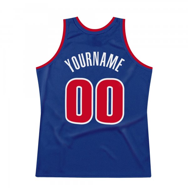 Custom Royal Red-White Authentic Throwback Basketball Jersey