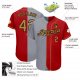 Custom Red Old Gold-Gray Authentic Split Fashion Baseball Jersey