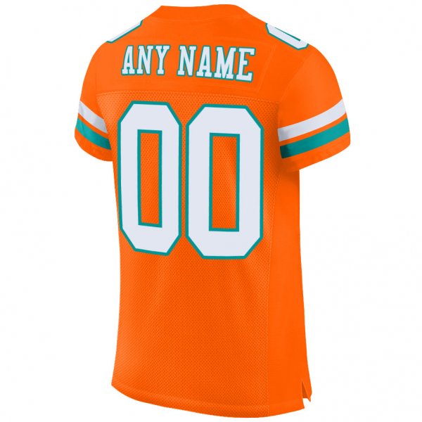 Custom Orange White-Aqua Mesh Authentic Football Jersey