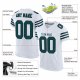 Custom White Midnight Green-Black Mesh Authentic Football Jersey