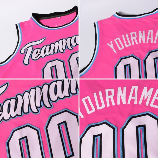 Custom Pink Pink-Black Authentic Throwback Basketball Jersey