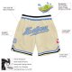 Custom Cream Light Blue-Black Authentic Throwback Basketball Shorts