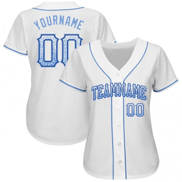 Custom White Ligh Blue-Royal Authentic Drift Fashion Baseball Jersey