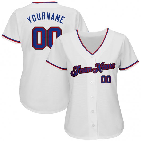 Custom White Royal-Red Authentic Baseball Jersey