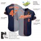 Custom Navy Orange-Gray Authentic Split Fashion Baseball Jersey