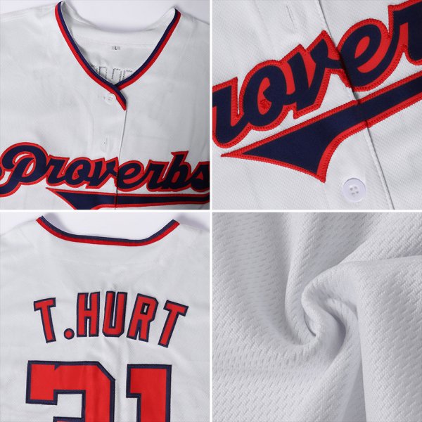 Custom White Royal-Red Authentic Baseball Jersey