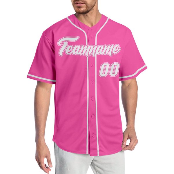 Custom Pink White Authentic Baseball Jersey