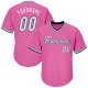 Custom Pink White-Light Blue Authentic Throwback Rib-Knit Baseball Jersey Shirt