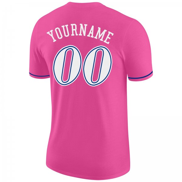 Custom Pink White-Royal Performance T-Shirt