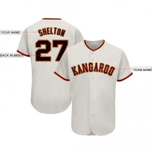 Custom Cream Black-Orange Baseball Jersey