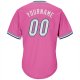 Custom Pink White-Light Blue Authentic Throwback Rib-Knit Baseball Jersey Shirt