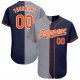 Custom Navy Orange-Gray Authentic Split Fashion Baseball Jersey