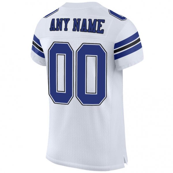 Custom White Royal-Black Mesh Authentic Football Jersey